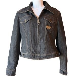 Dolce Gabbana D G Denim Jacket Italy Plaid Lined Medium‎ Dark Denim